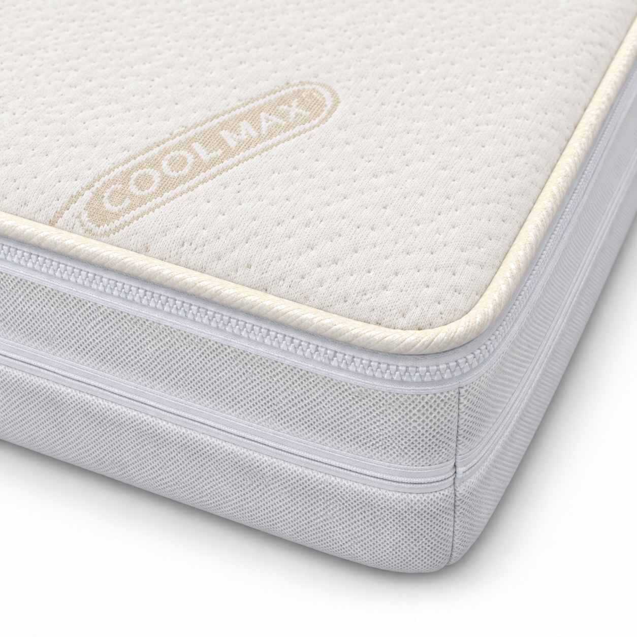 Close-up of the EasyChange COOLMAX cover, piping and zip system