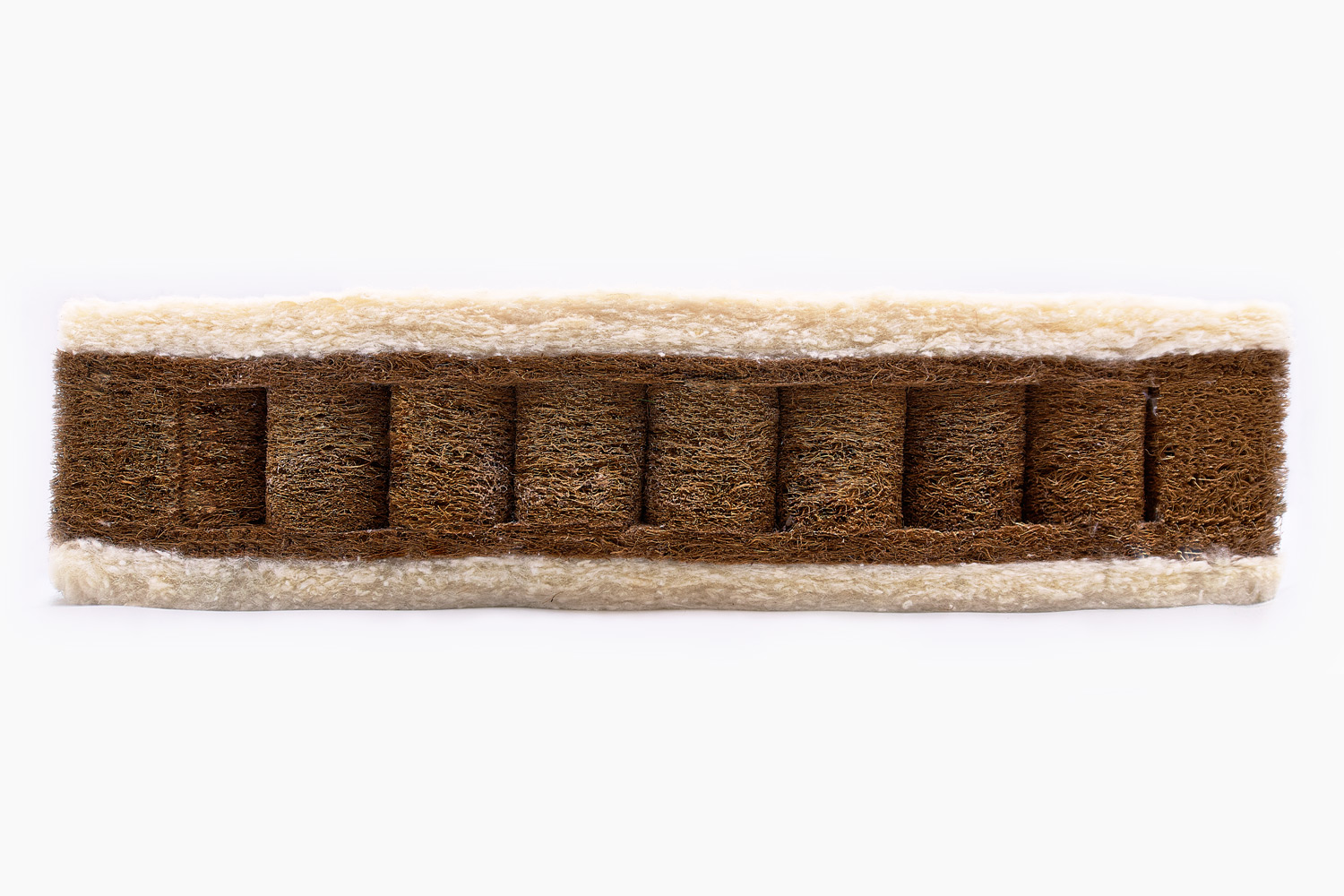 Natural coconut coir with coir pocket springs and lambswool